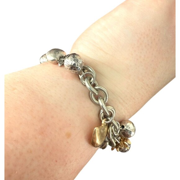 J. Jill Fruit Charms Chunky Chain Bracelet Whimsical Gold Silver Tone Beads NWT - Picture 8 of 10